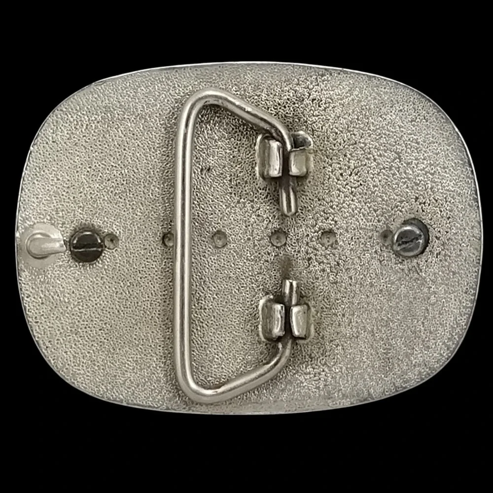 Western‎ Native American Style Oval Belt Buckle with Agate Stone Silver Tone